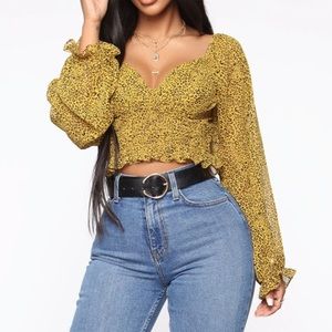 Brand new yellow animal print top